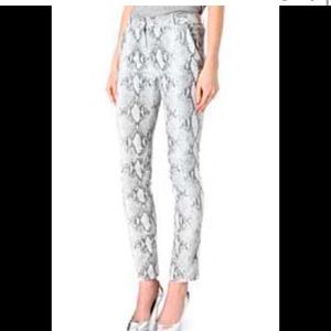 Diane Von Furstenberg Mary Python Metallic Stretch Skinny Pants NWT